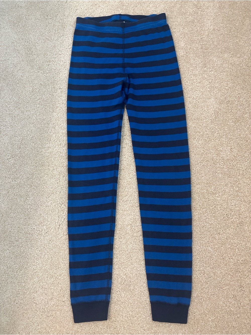 Hanna Andersson Blue/Navy striped Long John Pajamas In Organic Cotton size 150 - Picture 2 of 10